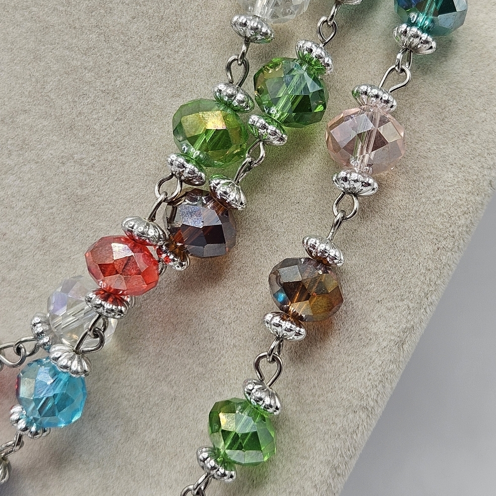 VINTAGE Premier Designs Jubilee Multicolor Faceted Bead 58" Strand Necklace - Picture 3 of 8